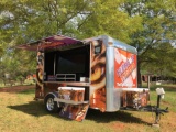 5? X 10? TAILGATING ENCLOSED TRAILER, SINGLE AXLE, FLAT SCREEN TELEVISION, POP UP AWNINGS, TABLES,