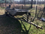 ALUMINUM DUCK BOAT, SN PLR98657H495, TOHATSU 70 HP GAS ENGINE, TRAILER. **(30 DAY TITLE DELAY ON