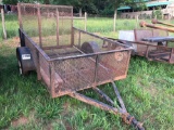 SINGLE AXLE TRAILER, MESH SIDE AND REAR GATE (NO TITLE, INVOICE ONLY, TRAILER WEIGHT BELOW 2K)