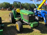 JOHN DEERE 4500 AG TRACTOR, OROPS, 2WD, TURF TIRES, 3PT HITCH, PTO, COLLAR SHIFT, 699 HOURS, S/N