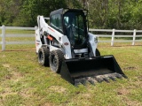 2015 BOBCAT S570 SKID STEER LOADER, SN ALM series, CAB AIR, 1347 HOURS, TOOTH BUCKET, AUX.