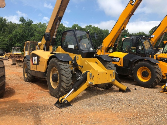 2012 CAT TH514 TELEHANDLER, ENCLOSED CAB, HEAT, A/C, FRONT STABILIZERS, AUX HYDRAULICS, MANUAL