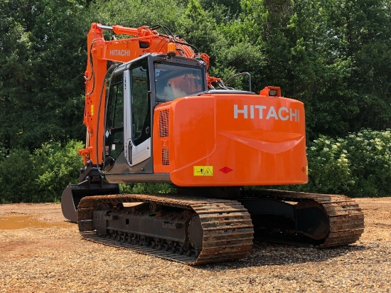 2012 HITACHI ZX 135US-5B HYDRAULIC EXCAVATOR, ENCLOSED CAB, HEAT, A/C, AUX HYDRAULICS, HYDRAULIC