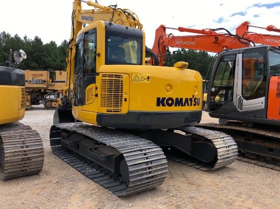 KOMATSU PC138US-8 HYDRAULIC EXCAVATOR, SN 28572 CAB AIR, 36 TOOTH BUCKET, HYDRAULIC THUMB, REAR