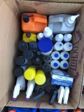 BOX OF MISC, HAND CLEANER AND TIRE CLEANER