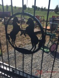 16' ENTRY GATE W/ 8' MOUNTING POST, HORSE SCENE