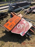 PALLET OF VARIOUS DIRECTIONAL SAFTEY SIGNS AND STANDS