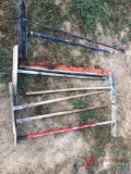 (8) MISC BROOMS AND CONCRETE TROWELS