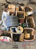 PALLET OF BOLTS, SCREWS, SPOOLS OF WIRE