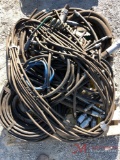PALLET OF VARIOUS HYDRAULIC HHOSE, AIR HOSE, 7 PIN ELECTRIC TRAILER WIRE W/ PIGTAILS, HYD FITTINGS