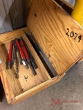 WOODEN CASE OF NUMEROUS DRILL BITS