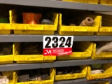 CONTENTS ON GRAY AND YELLOW SHELVES UPSTAIRS, NUMEROUS NEW NUTS, BOLTS, FITTINGS AND PARTS