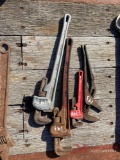 (3) PIPE WRENCHES, CRESCENT WRENCH