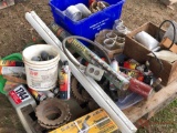 PALLET OF MISC ITEMS, HORNET SPRAY, PLUMBING ACCESSORIES, SONI CRAFTER, MASON JARS