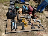 AIR TOOLS, BATTERY POWERED DRILLS AND CHAIN SAW, AIR COMPRESSOR, WELDER, BLOWER