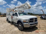 2011 RAM 5500 BUCKET TRUCK, REG CAB, CUMMINS DIESEL, AUTO TRANS, MILEAGE UNKNOWN, TEREX UTILITIES