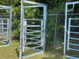 (1) NEW HD 4' WALKTHROUGH GALVANIZED GATE, W/SURE LATCH AND LATCHING PINS