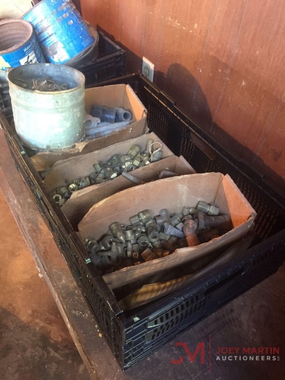 CRATE OF MISC. NAILS, PIPE FITTINGS