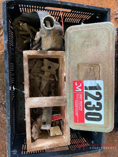 CRATE OF VARIOUS TOOLS, DRILL BITS, WOODEN BOX