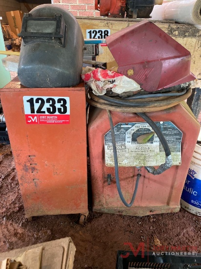 LINCOLN ELECTRIC AC-225-S WELDER, WELDING MASK, VARIOUS WELDING RODS