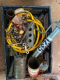 CRATE OF VARIOUS BOLTS, NUTS, AIR HOSE