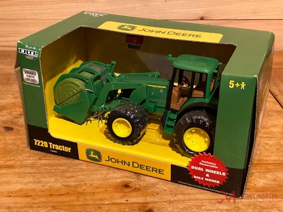 JOHN DEERE 7220 TRACTOR DUAL WHEELS & BALE MOWER (AGES 8+)