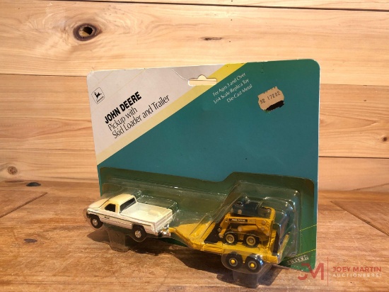 JOHN DEERE DODGE PICKUP WITH SKID STEER LOADER AND TRAILER