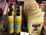 (8) NEW CANS OF STARTING FLUID, (9) QUARTS OF SAE-30 MOTOR OIL