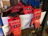 BOX OF NEW CRAFTSMAN ACRYLIC LINED COLD WEATHER GLOVES, (2) BOXES OF CUTTER KNIFES...