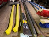 (2) NEW AXES, (2) 4' PRY BARS, (2) NEW DUAL SURFACE BRUSHES