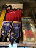 (9) NEW ELECTRICAL CRIMPING TOOL KITS, (12) NEW UTILITY KNIFES, (4) NEW SUNEX METRIC WRENCH SETS