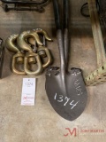 (3) HEAVY DUTY SWIVEL HOOKS, (2) NEW SPADE SHOVELS