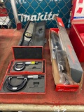 NEW INGERSOLL RAND AIR POWERED NEEDLE SCALER, TORQUE WRENCH, (2) OUTSIDE MICROMETER