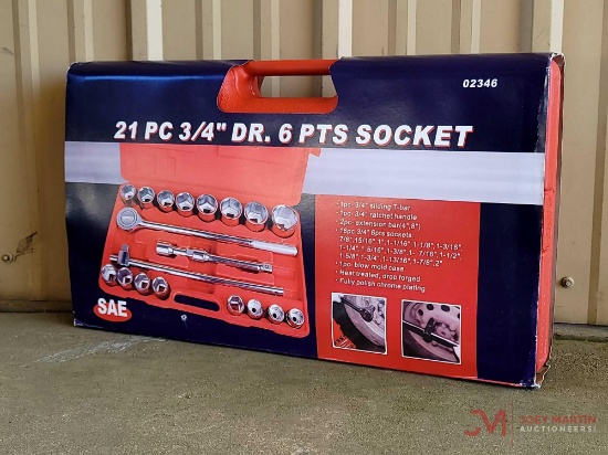 (1) NEW 21 PIECE 3/4" DR. 6 PTS. SOCKET SET (SAE)