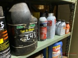 SHELF LOT OF LUBRICANTS, BAR AND CHAIN OIL