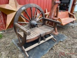 HAND CRAFTED WOODEN WAGON WHEEL BENCH