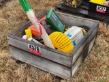 WOODEN CRATE OF NUMEROUS TOOLS AND SUPPORT EQUIPMENT