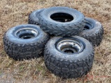 (4) 23X11.00-10 FOUR WHEELER TIRES AND RIMS AND (1) 25X8X12 TIRE