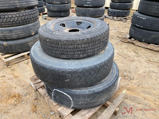 (2) 22.5 WHEELS AND TIRES, 245/75/R17 TIRE AND WHEEL