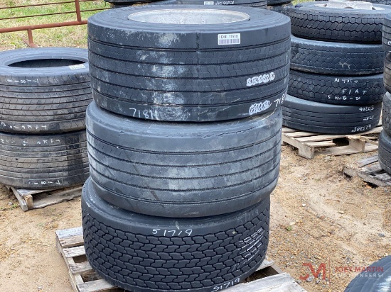 3 445/50 22.5 TIRES WITH ALUMINUM WHEELS