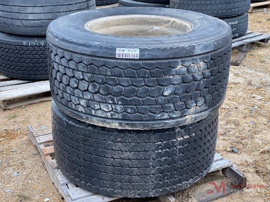 2 445/50 22.5 TIRES WITH ALUMINUM WHEELS