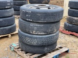 (4) 22.5 TIRES & 2 ALUMINUM WHEELS, 2 STEEL WHEELS