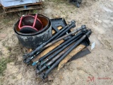 MISC. TRUCK & TRAILER PARTS, DRIVE SHAFTS, BUCKETS, ROLLING STOOL