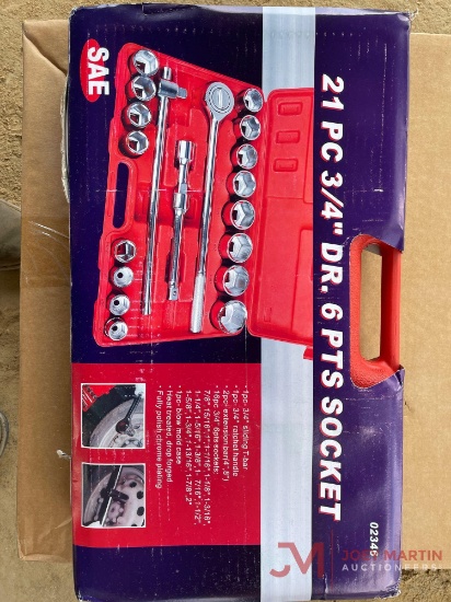 NEW 3/4IN DRIVE 21PC SOCKET SET WITH CASE