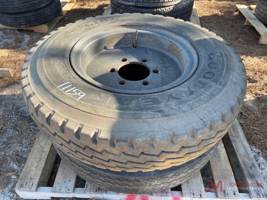 (2) 9.00 R20 TIRES WITH STEEL WHEELS