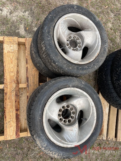 (4) 225/50 R15 TIRES AND ALUMINUM WHEELS, (4) 275/65 R20 PICK UP TIRES