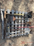 CONTENTS OF PALLET SHOVELS, BROOM, LUG WRENCH, PIN HAMMER, TAMP