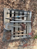CONTENTS OF PALLET SHOVELS, LOPPERS, LUG WRENCH, TAMP, PIN HAMMER