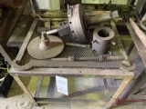 32IN METAL SHOP TABLE, WITH LATHE TOOLS