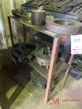 31IN 2 SHELF METAL SHOP TABLE WITH LATHE TOOLING AND PARTS...